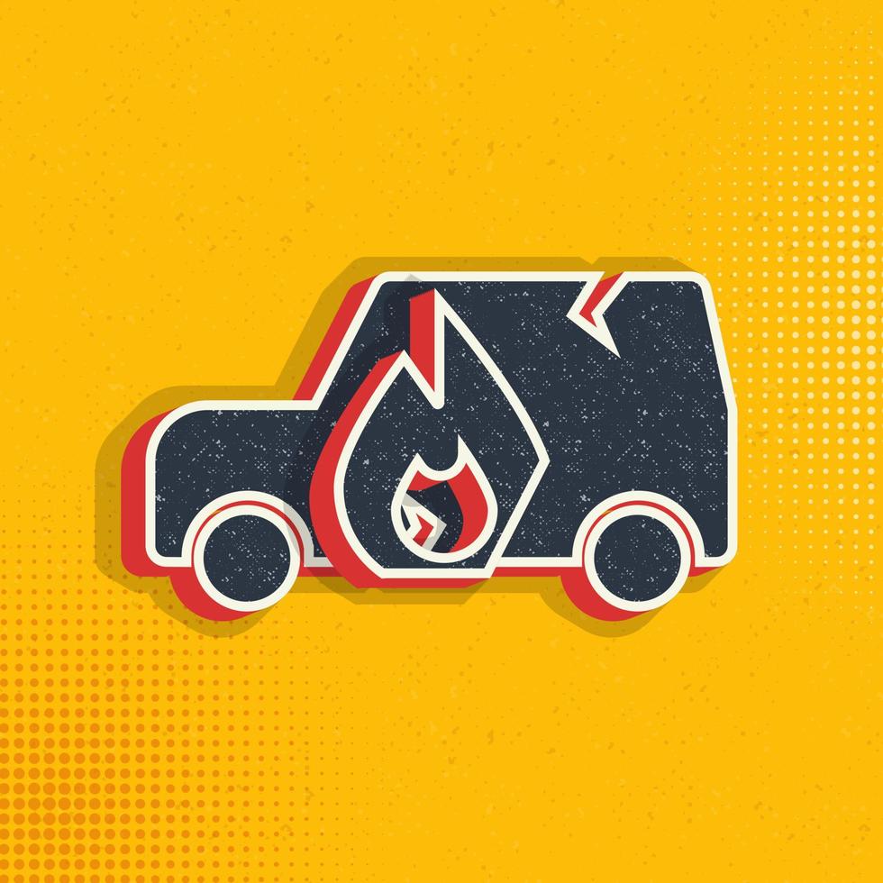 Accident, car, crash, damage pop art, retro icon. Vector illustration of pop art style on retro background