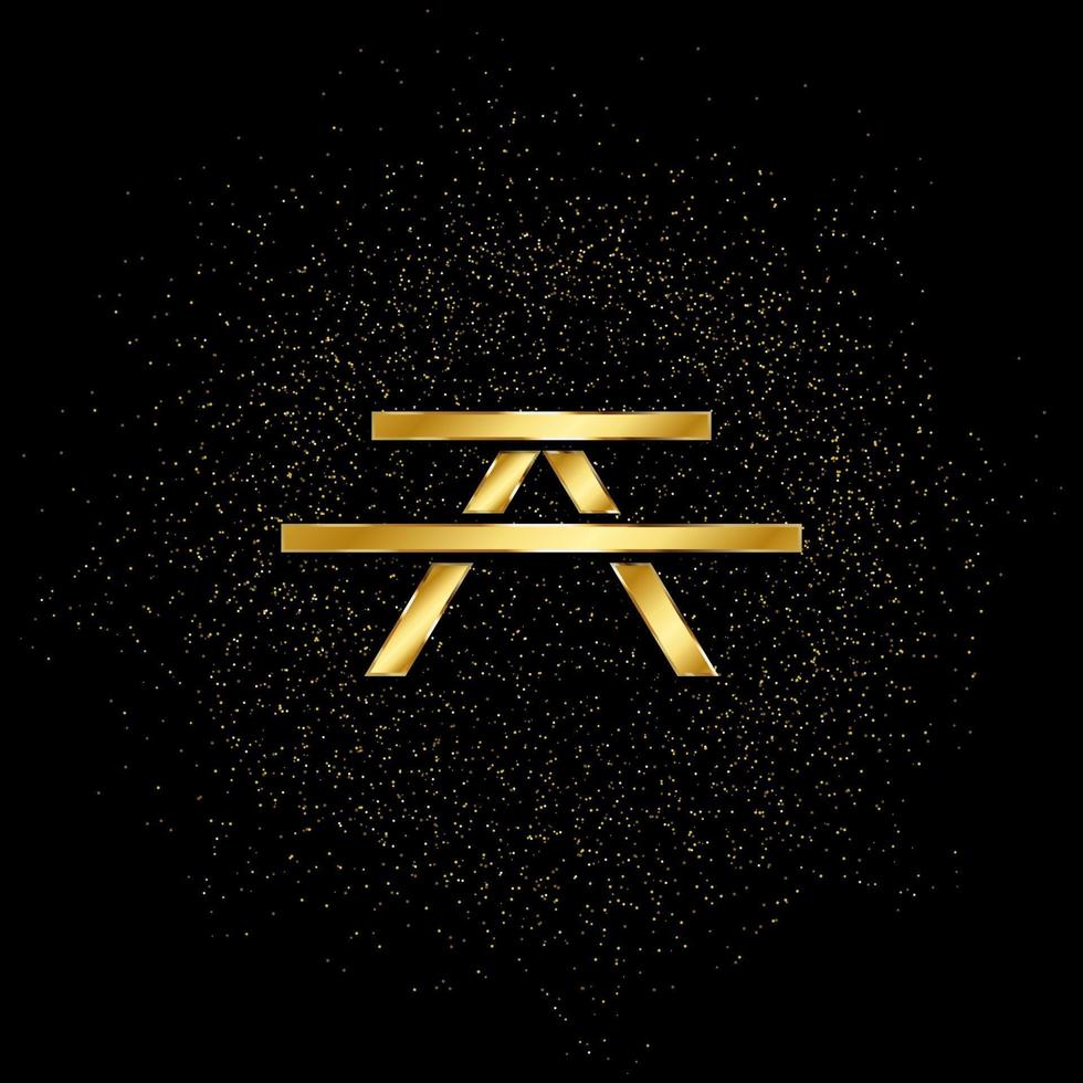 Bench gold, icon. Vector illustration of golden particle on gold vector background