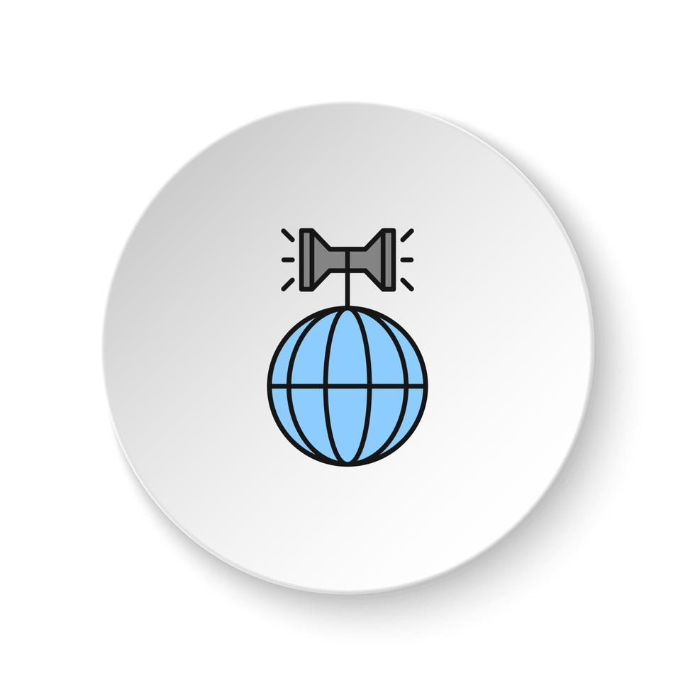 Round button for web icon, advertising, digital, global. Button banner round, badge interface for application illustration on white background vector