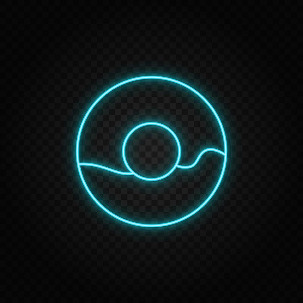donut, doughnut neon icon. Blue and yellow neon vector icon. Transparent background