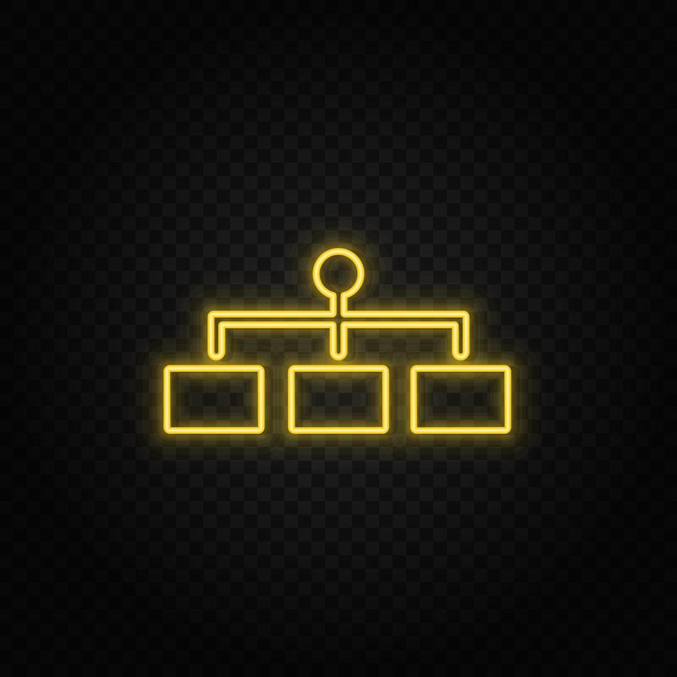 structure yellow neon icon .Transparent background. Yellow neon vector icon on dark background