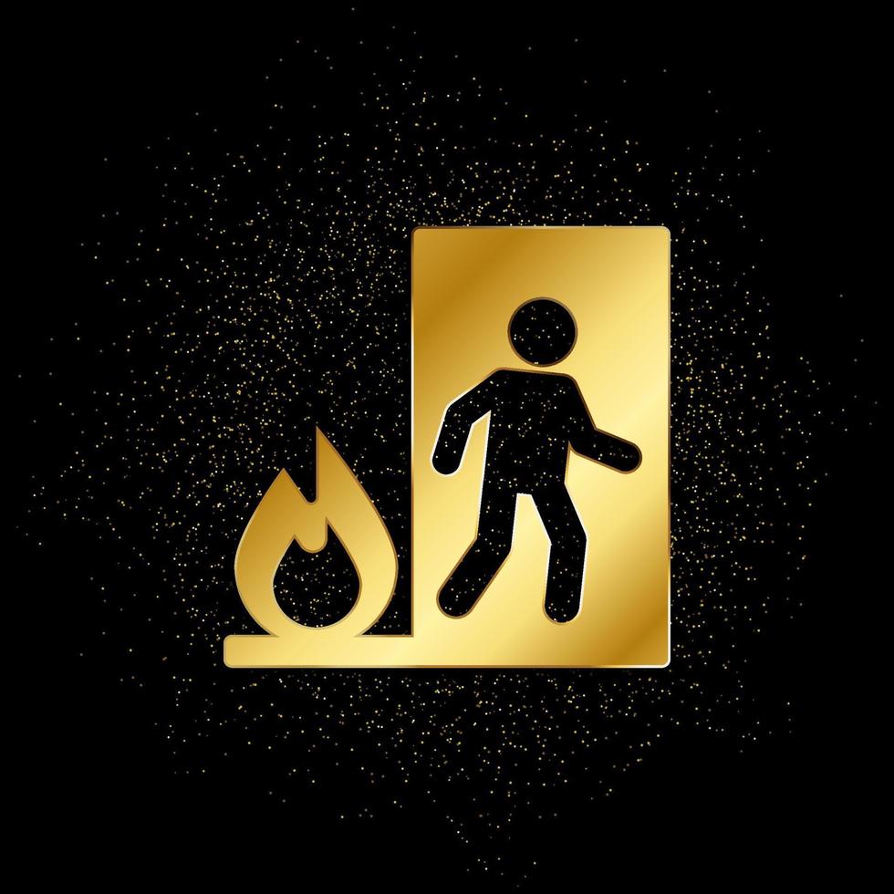 Emergency, evacuation, exit, insurance gold, icon. Vector illustration of golden particle background . Vector gold background
