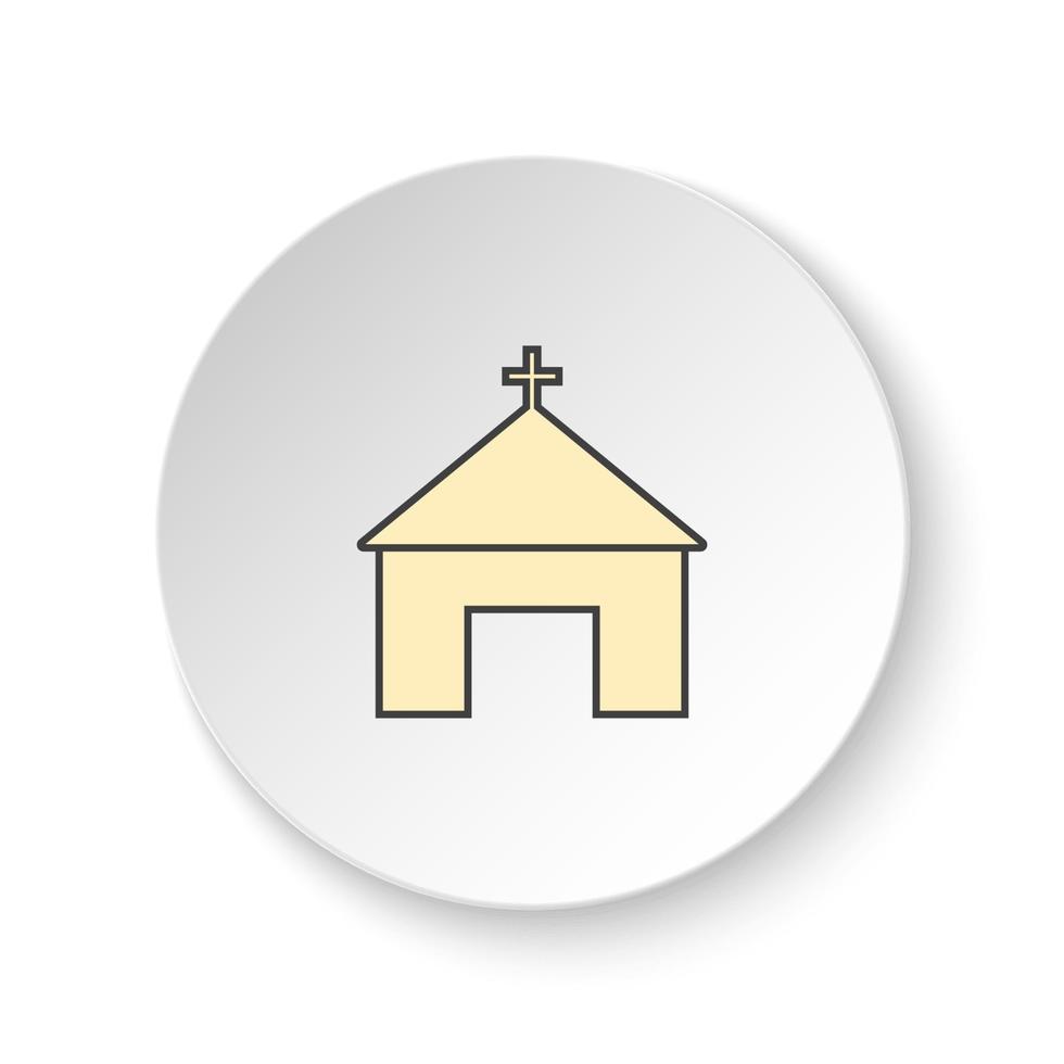 Round button for web icon, Church. Button banner round, badge interface for application illustration on white background vector