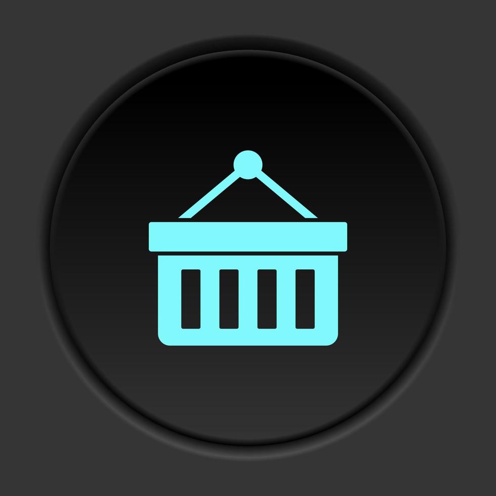 Round button icon Basket. Button banner round badge interface for application illustration on dark background vector