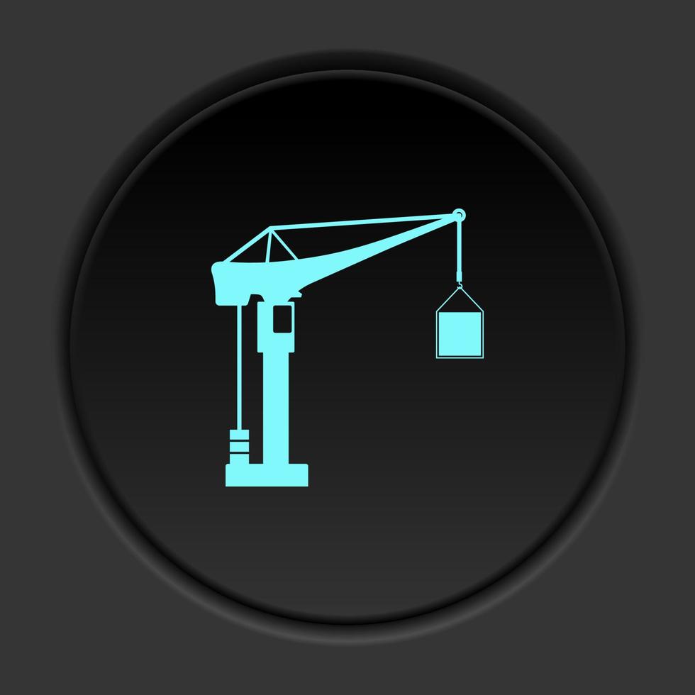Dark button flat icons on round backgrounds. Building construction insurance dark circle vector icon on darken background