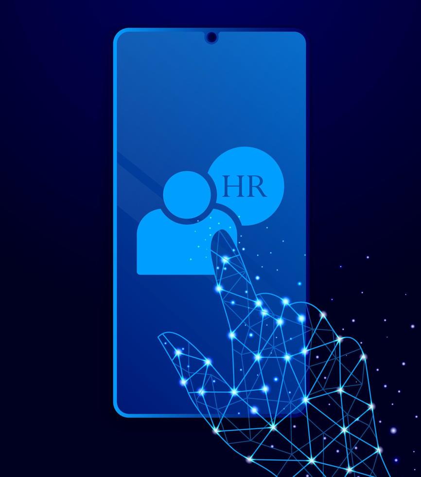 human resources, user touch phone. Polygon style touch phone vector illustration