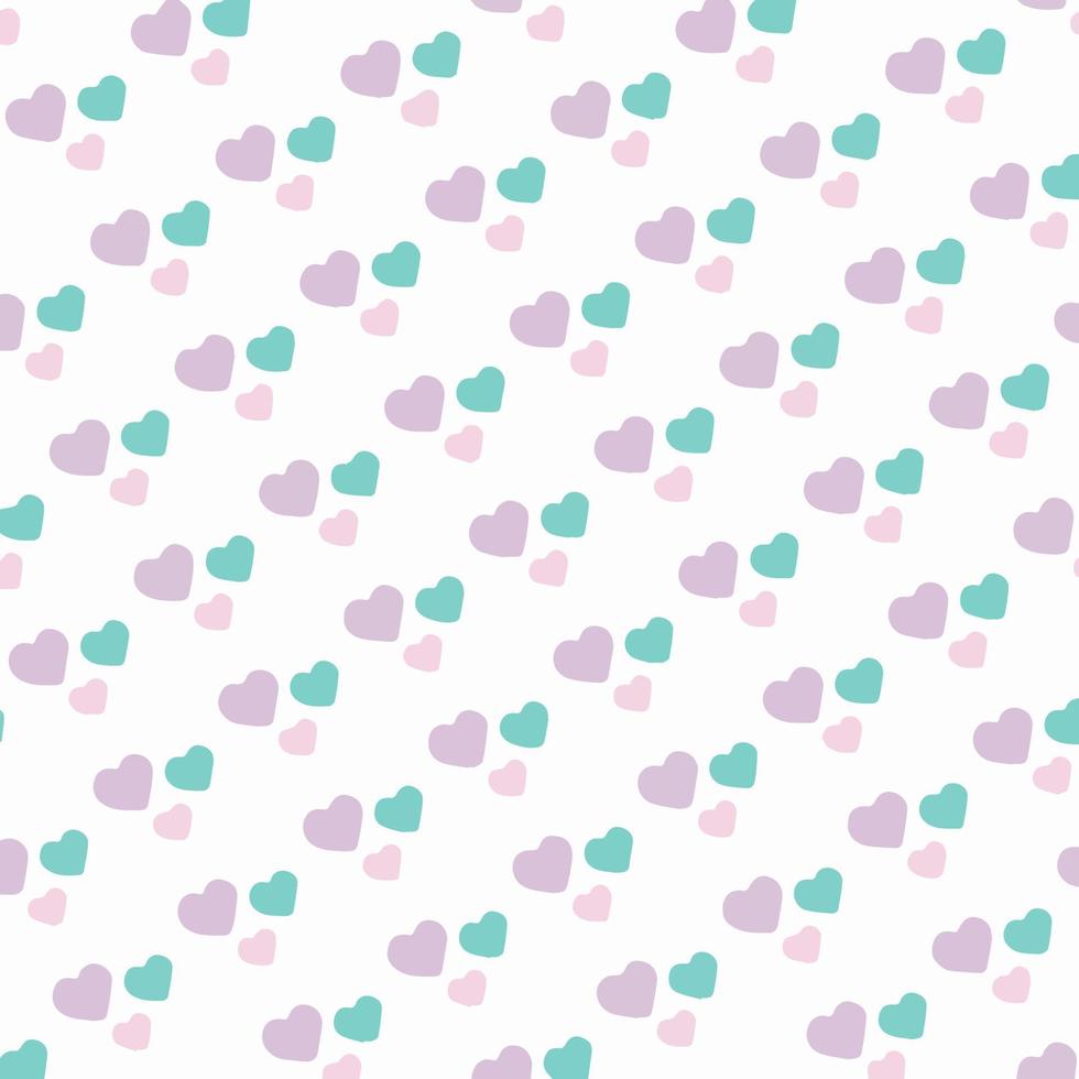 Colorful hearts background, seamless vector pattern heart shape, purple, pink, green