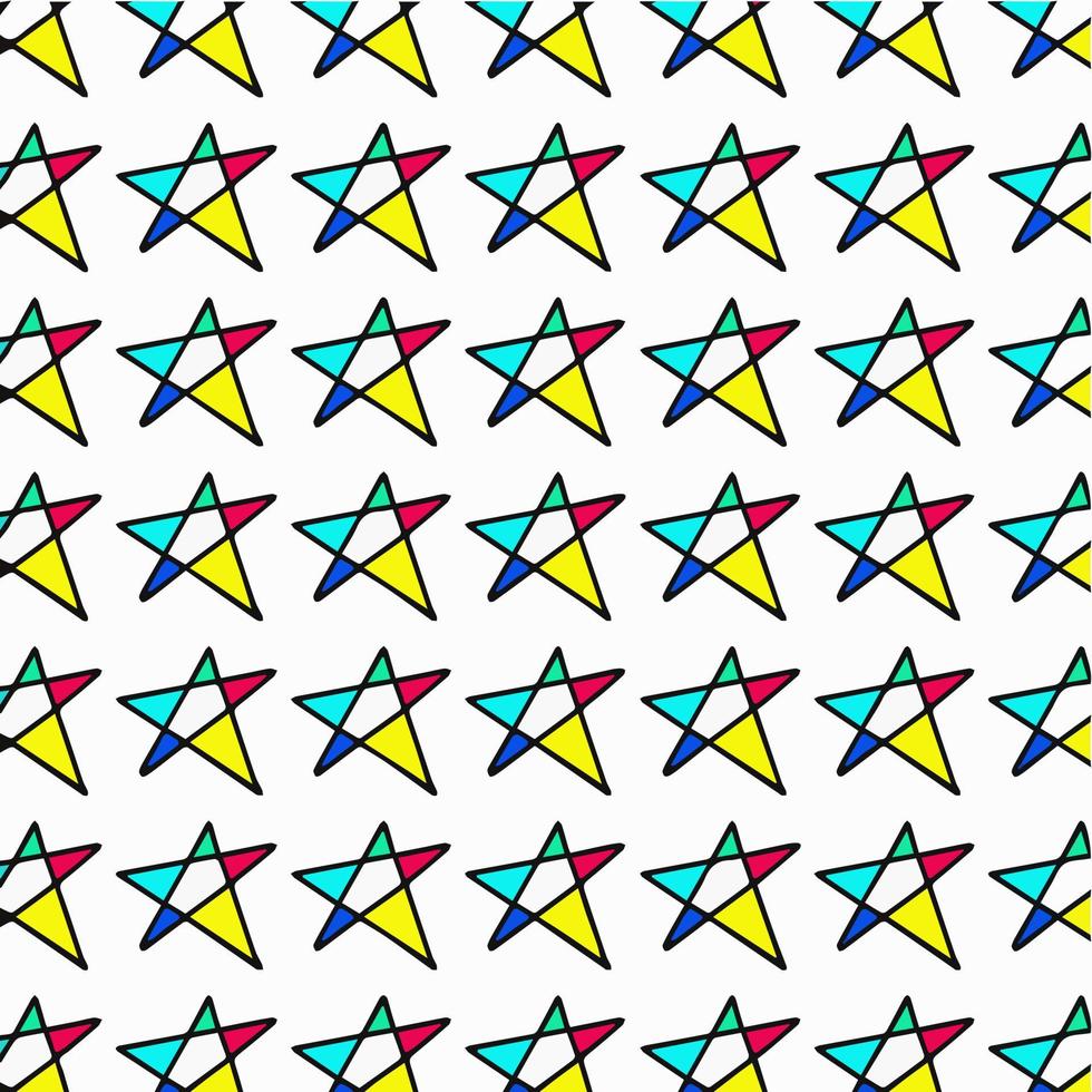 abstract stars geometry colorful seamless vector pattern with white background design for carpet, wallpaper, clothing, wrapping, fabric, cover