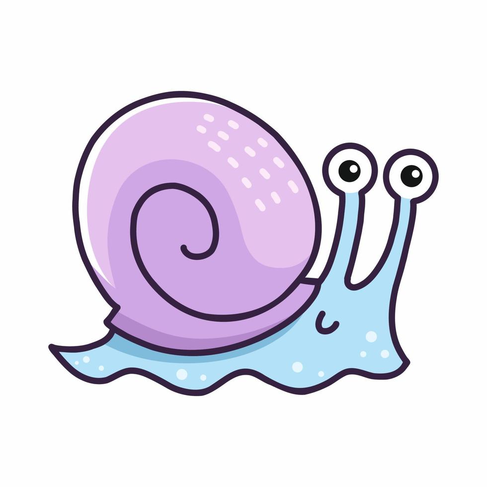 Cute snail on white background. Hand drawn illustration. Drawing for children. Sticker. vector