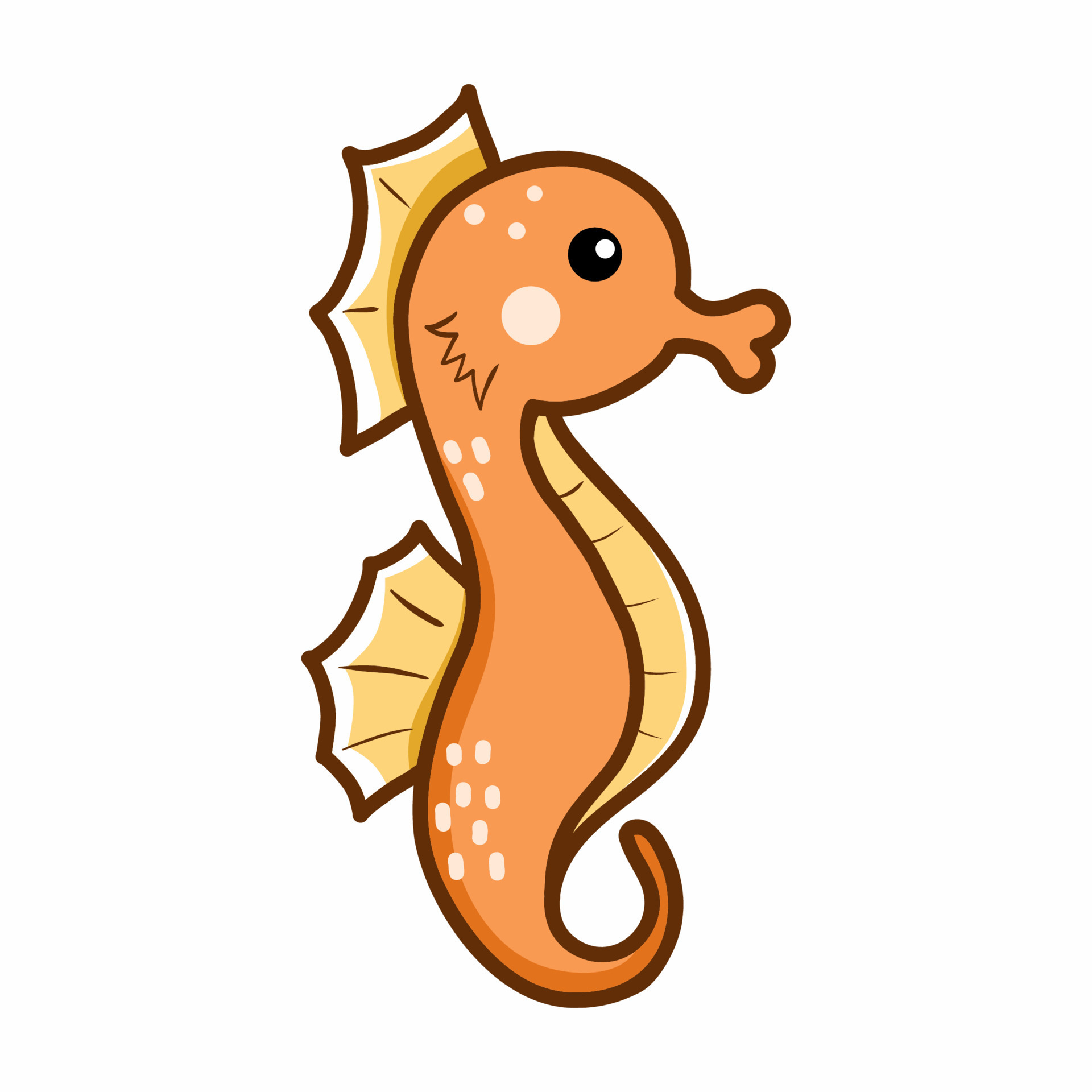 Cute seahorse on white background. Hand drawn illustration. Drawing for