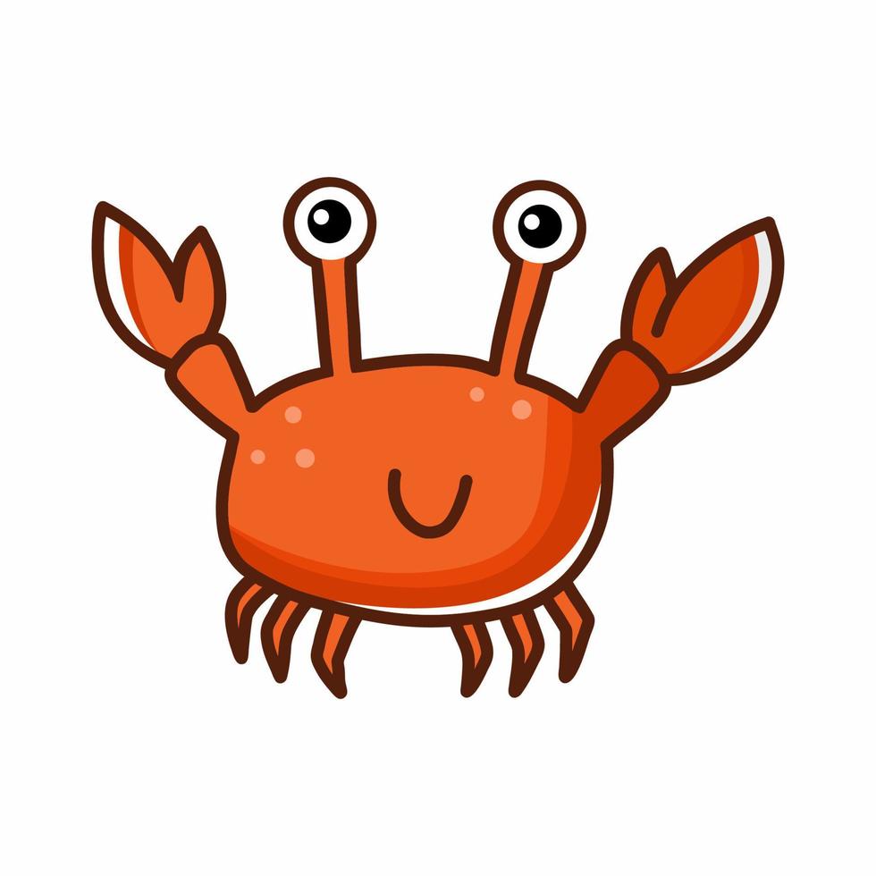 gracioso cangrejo. ilustración para para niños libro. pegatina. dibujos animados personaje. marina vida. vector