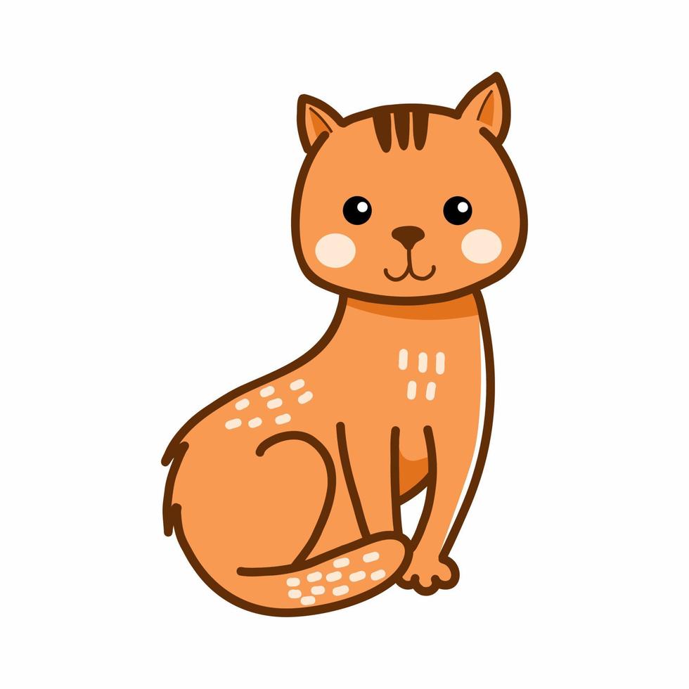 Cute cat in doodle style. Vector character for children. Pet.