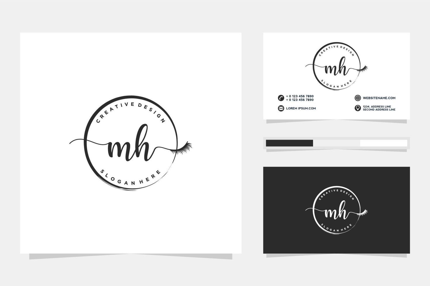 Initial MH Feminine logo collections and business card template Premium Vector