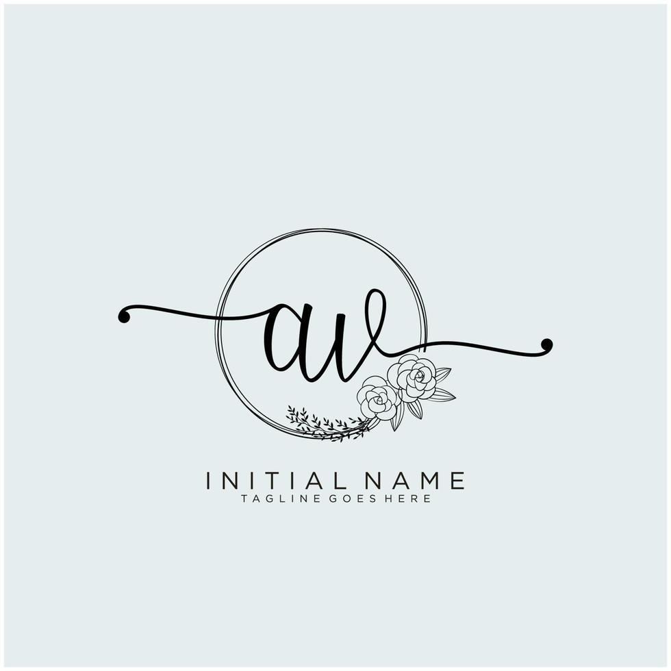 Initial AV feminine logo collections template. handwriting logo of initial signature, wedding, fashion, jewerly, boutique, floral and botanical with creative template for any company or business. vector