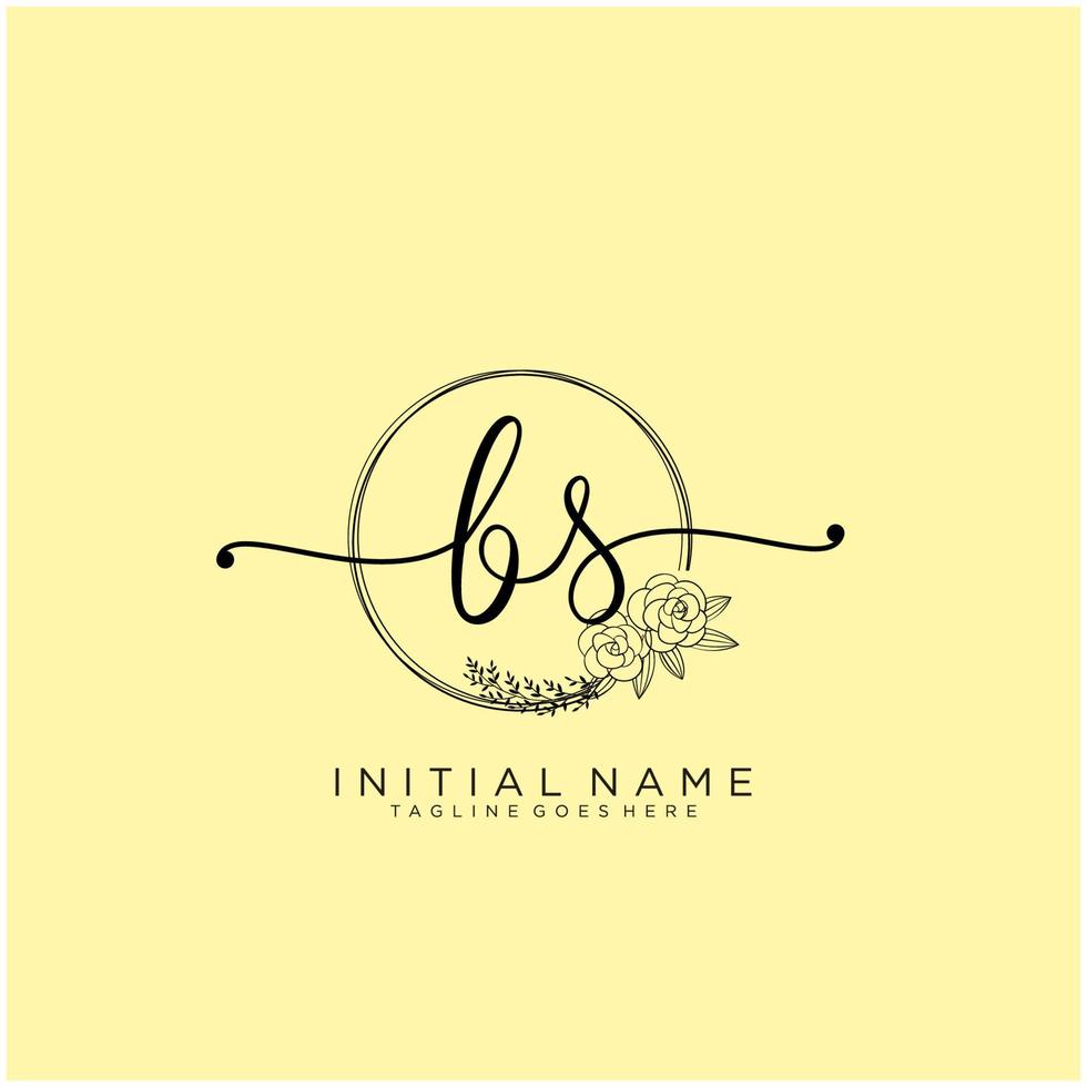 Initial BS feminine logo collections template. handwriting logo of initial signature, wedding, fashion, jewerly, boutique, floral and botanical with creative template for any company or business. vector
