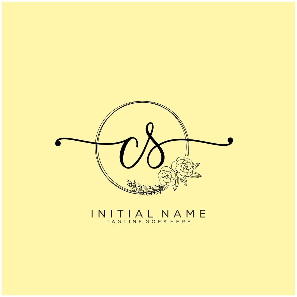 Initial CS feminine logo collections template. handwriting logo of initial signature, wedding, fashion, jewerly, boutique, floral and botanical with creative template for any company or business. vector