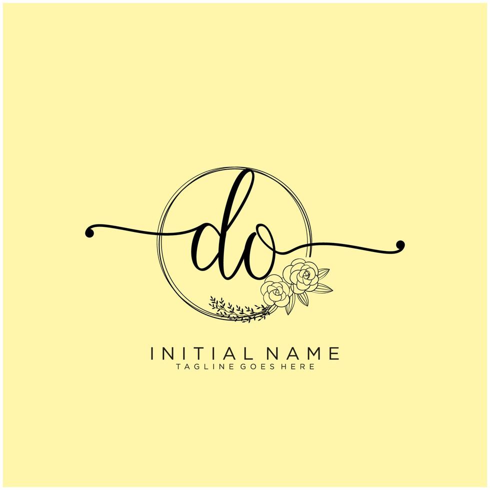 Initial DO feminine logo collections template. handwriting logo of initial signature, wedding, fashion, jewerly, boutique, floral and botanical with creative template for any company or business. vector