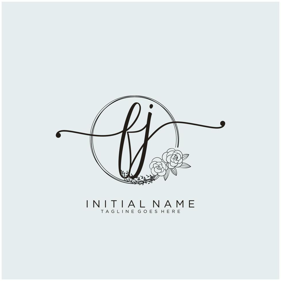 Initial FJ feminine logo collections template. handwriting logo of initial signature, wedding, fashion, jewerly, boutique, floral and botanical with creative template for any company or business. vector