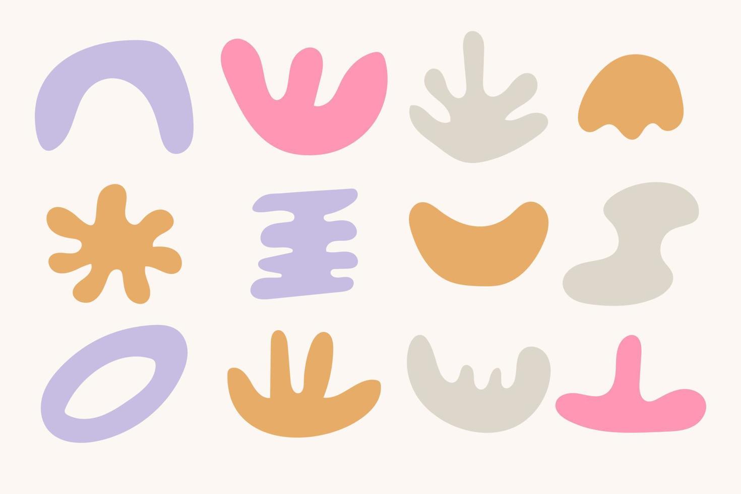 Collection of hand drawn flat abstract shapes. Irregular shape. vector