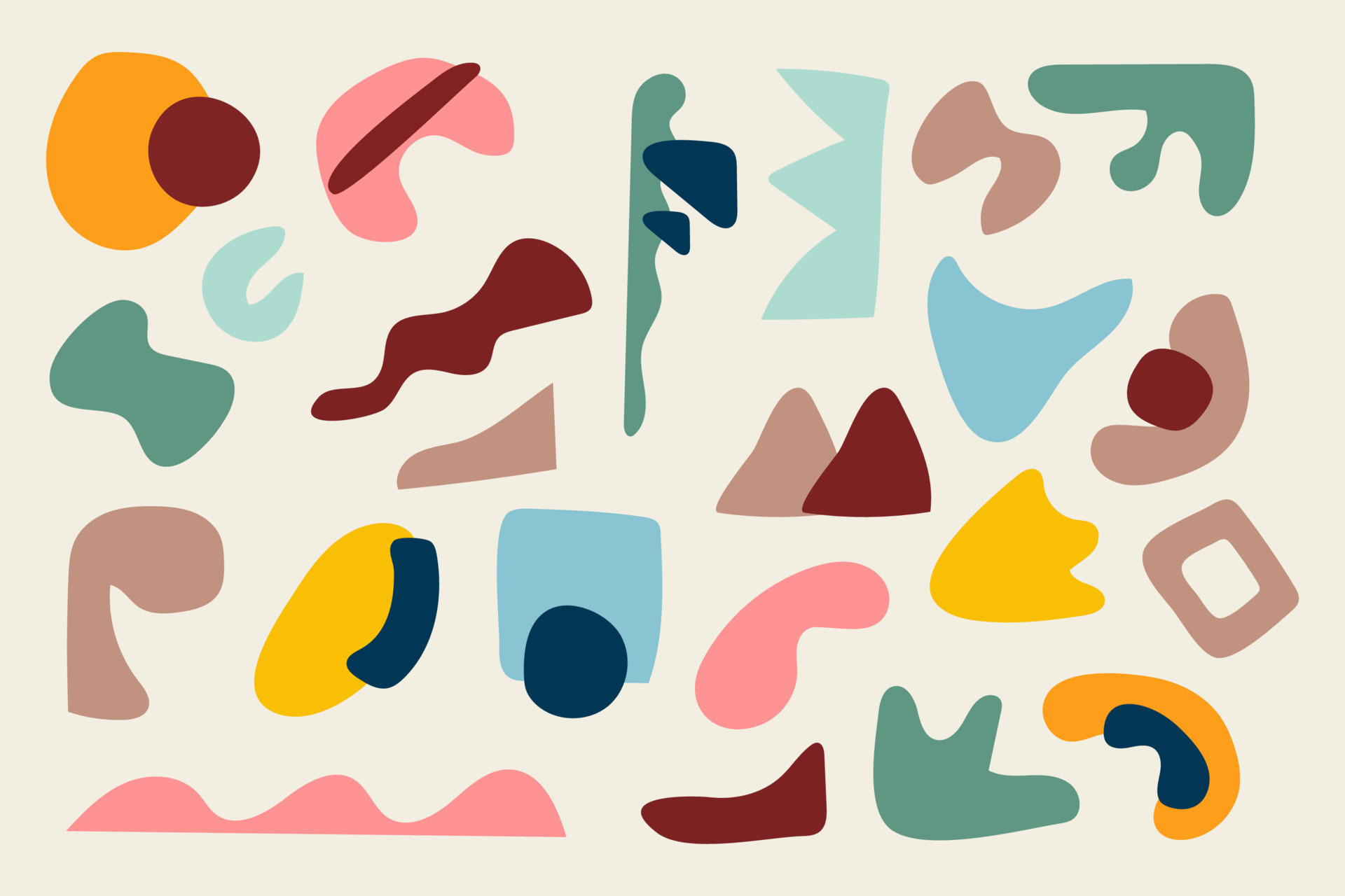 Collection of hand drawn flat abstract shapes. Irregular shape ...