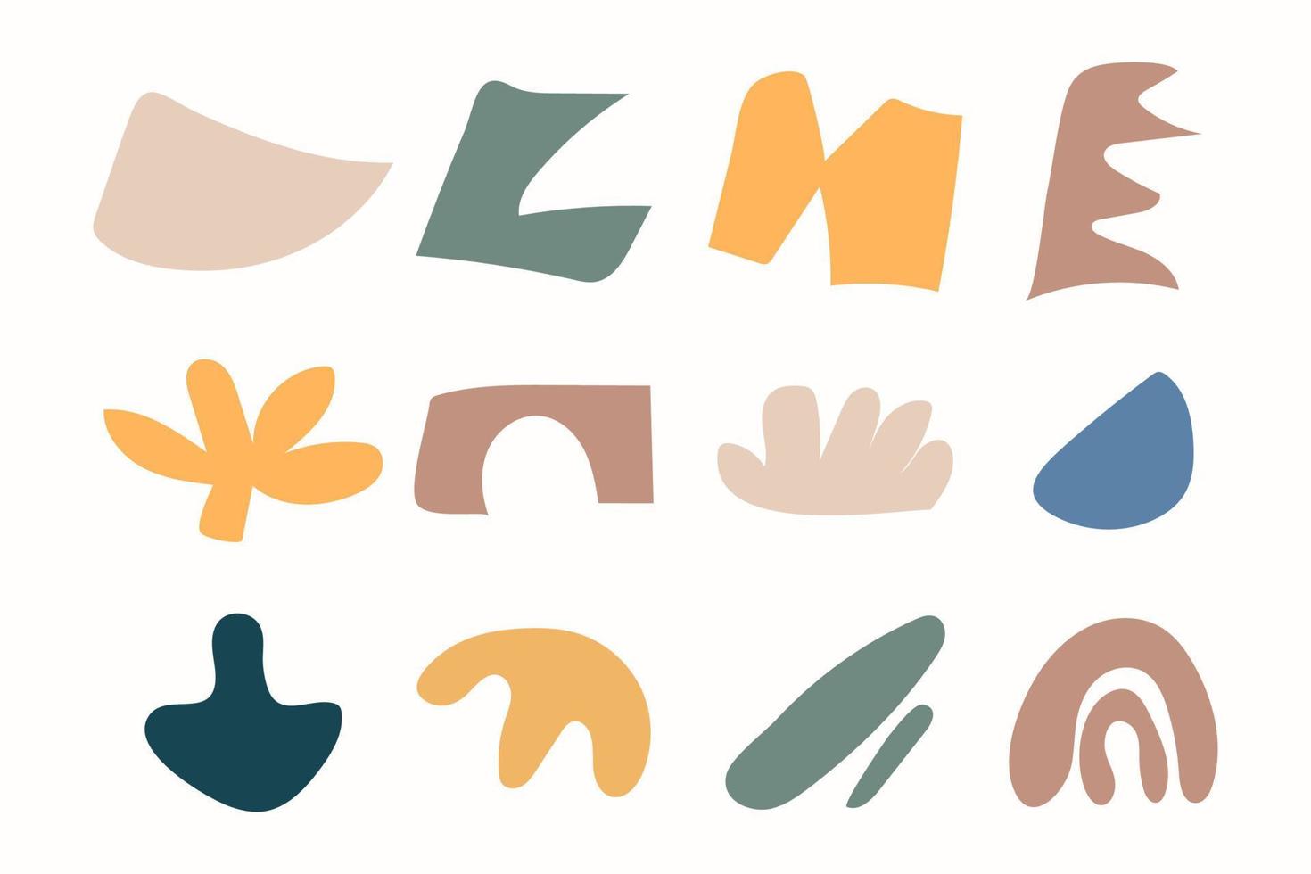 Collection of hand drawn flat abstract shapes. Irregular shape. vector