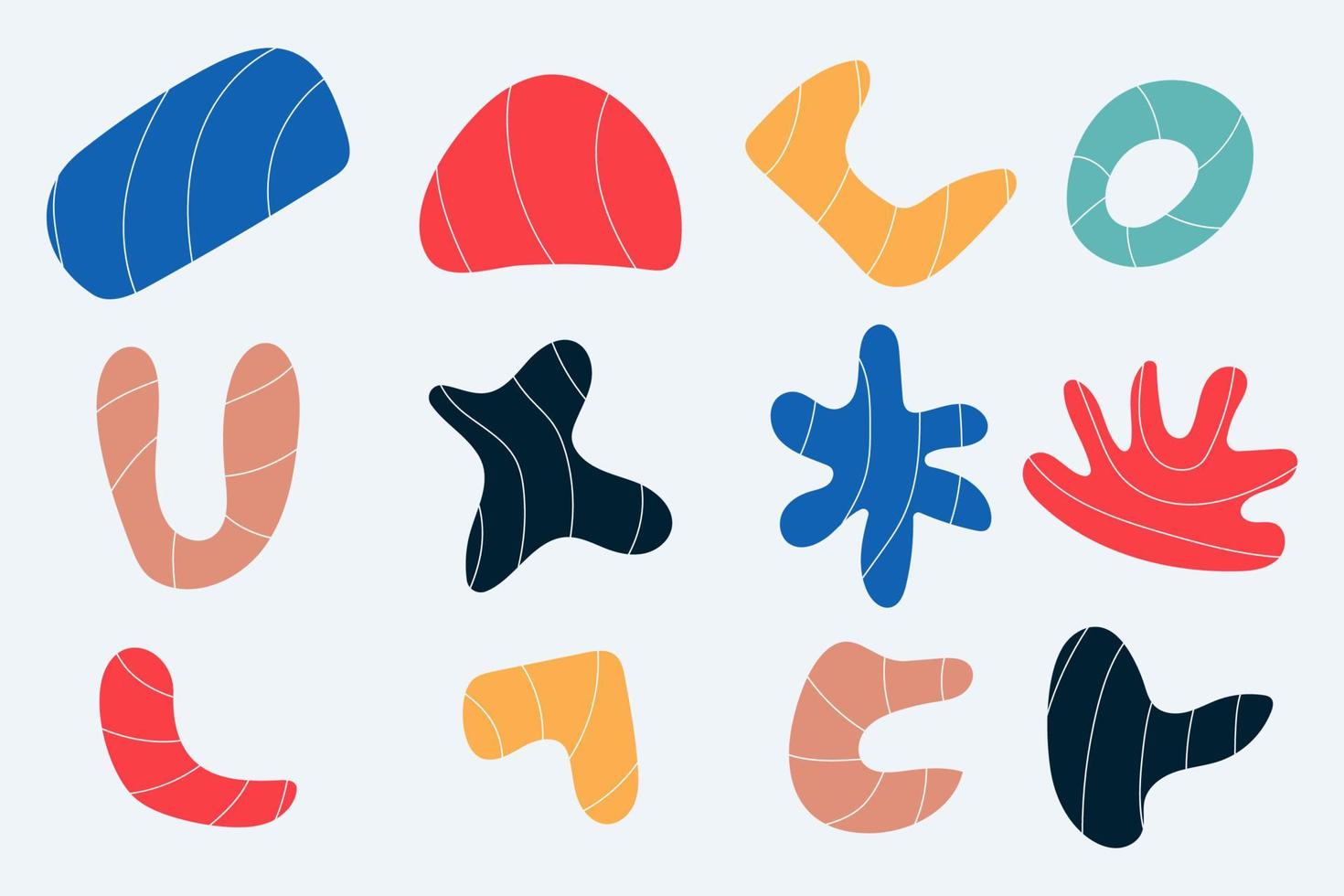 Collection of hand drawn flat abstract shapes. Irregular shape. vector