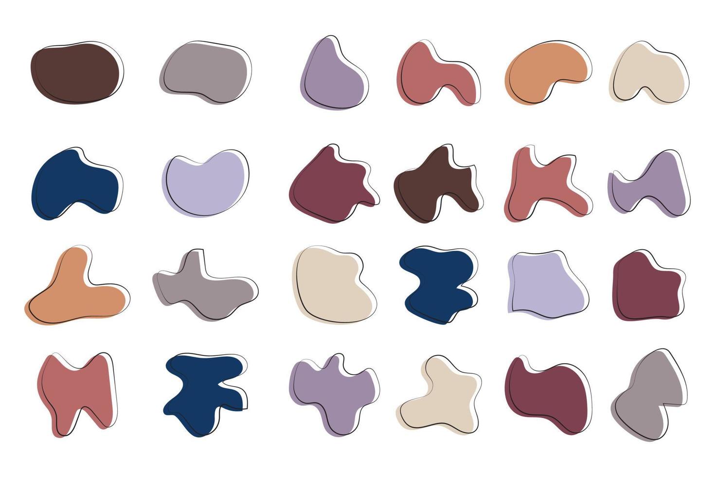 Vector set of colorful abstract shape stickers. Irregular shape.