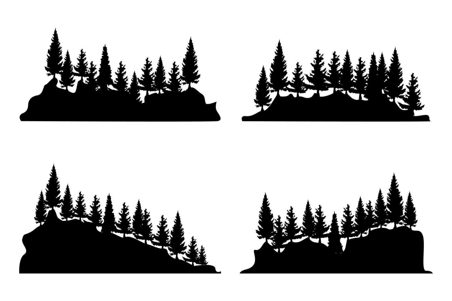 árbol silueta antecedentes con alto y pequeño arboles bosque silueta ilustración. vector