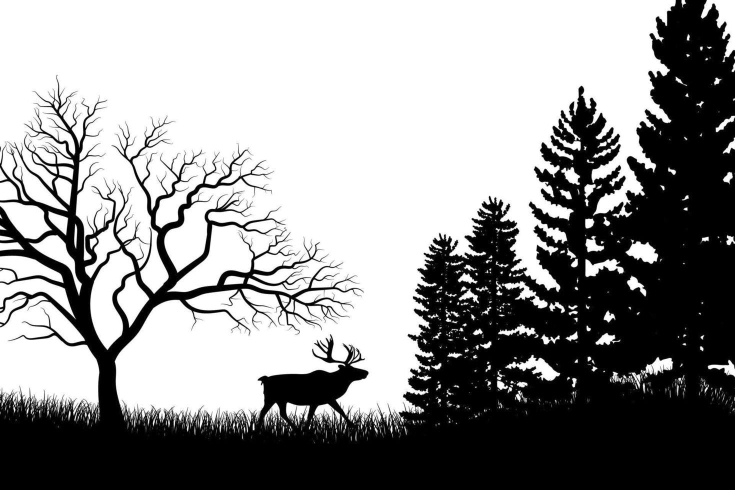 Tree silhouette background with tall and small trees. Forest silhouette illustration. vector