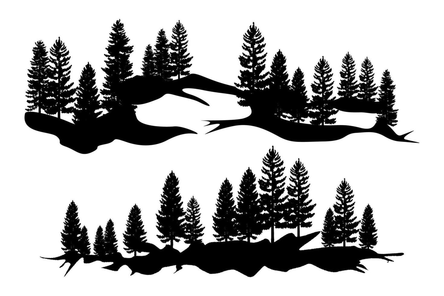 Tree silhouette background with tall and small trees. Forest silhouette illustration. vector