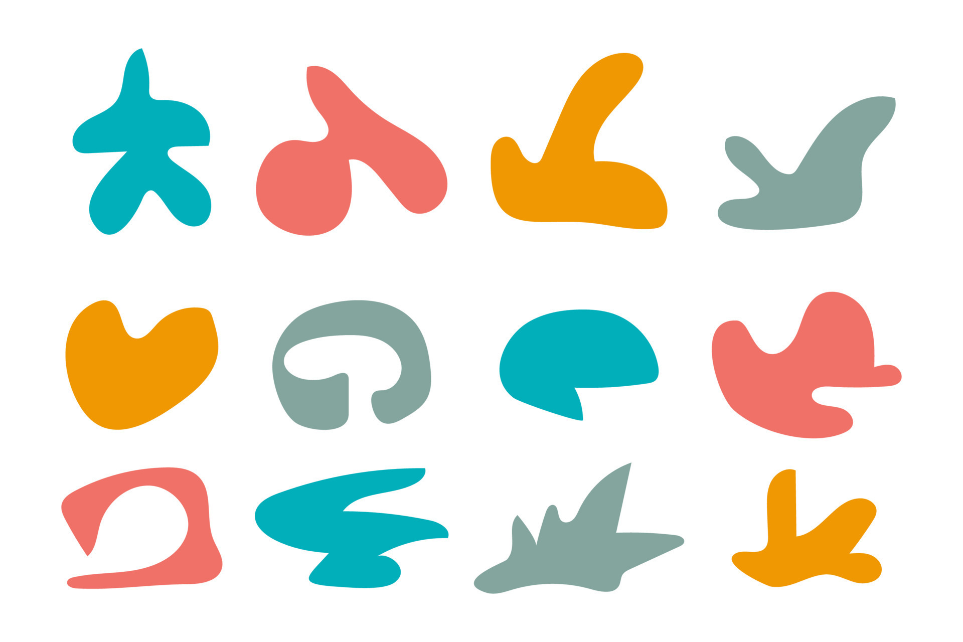Collection of hand drawn flat abstract shapes. Irregular shape ...