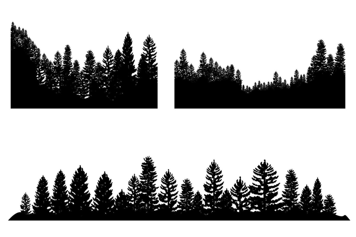 árbol silueta antecedentes con alto y pequeño arboles bosque silueta ilustración. vector