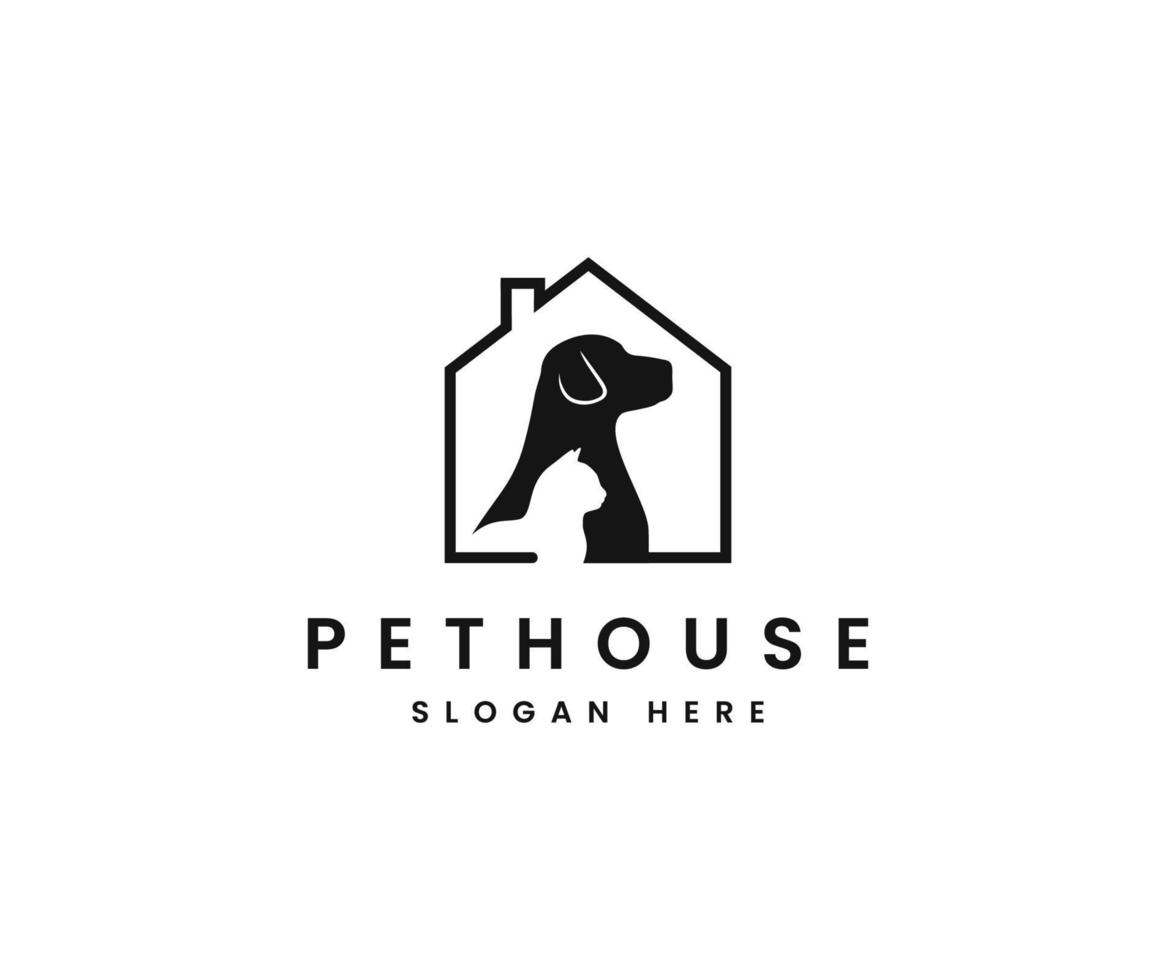Dog cat pet house home icon vector logo design template