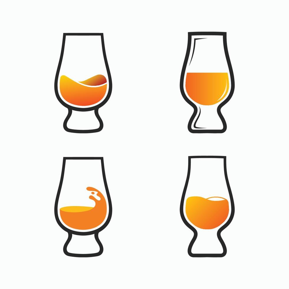 Glencairn whisky vaso vector icono. conjunto de whisky vaso vector.