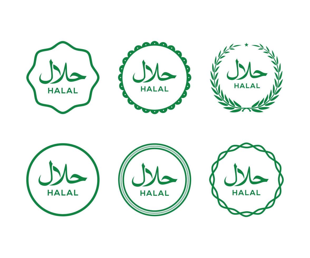 halal comida certificado icono. halal comida etiquetas icono. halal icono vector. halal certificado etiqueta vector
