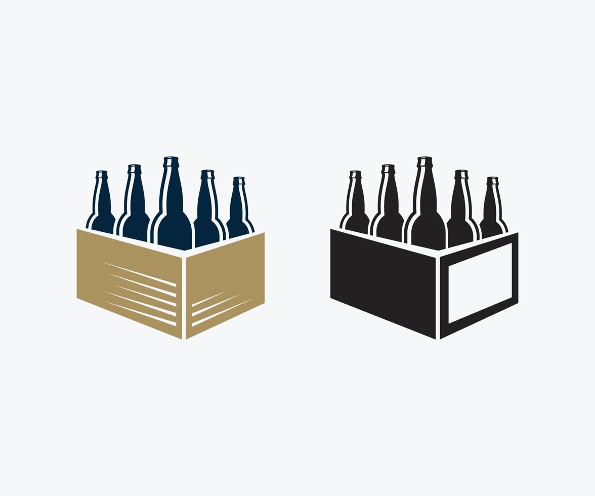 Crate with beer bottles icon vector template