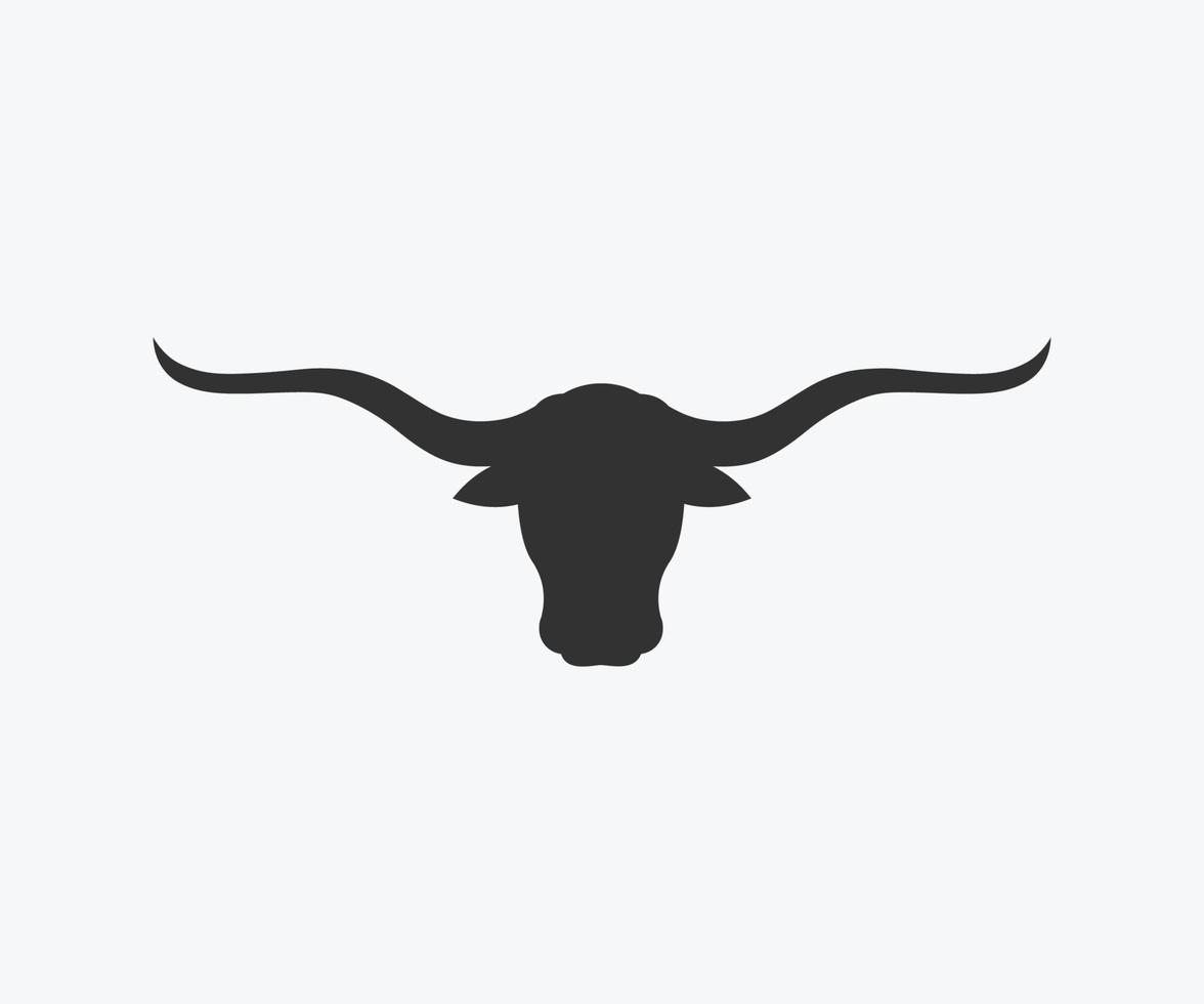 Bull head long horn icon vector logo