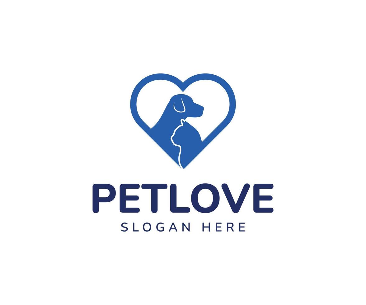 Dog and cat care logo for pet shop, pet house, veterinary clinic vector