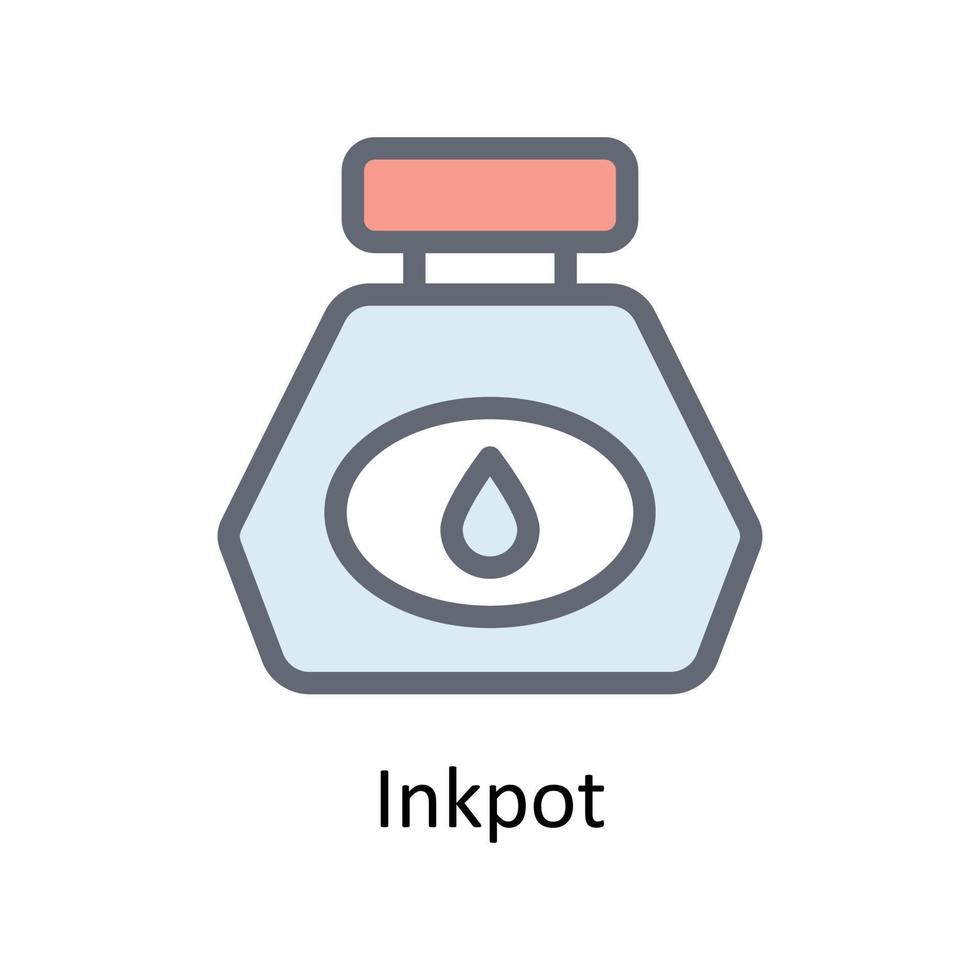 Inkpot Vector Fill outline Icons. Simple stock illustration stock