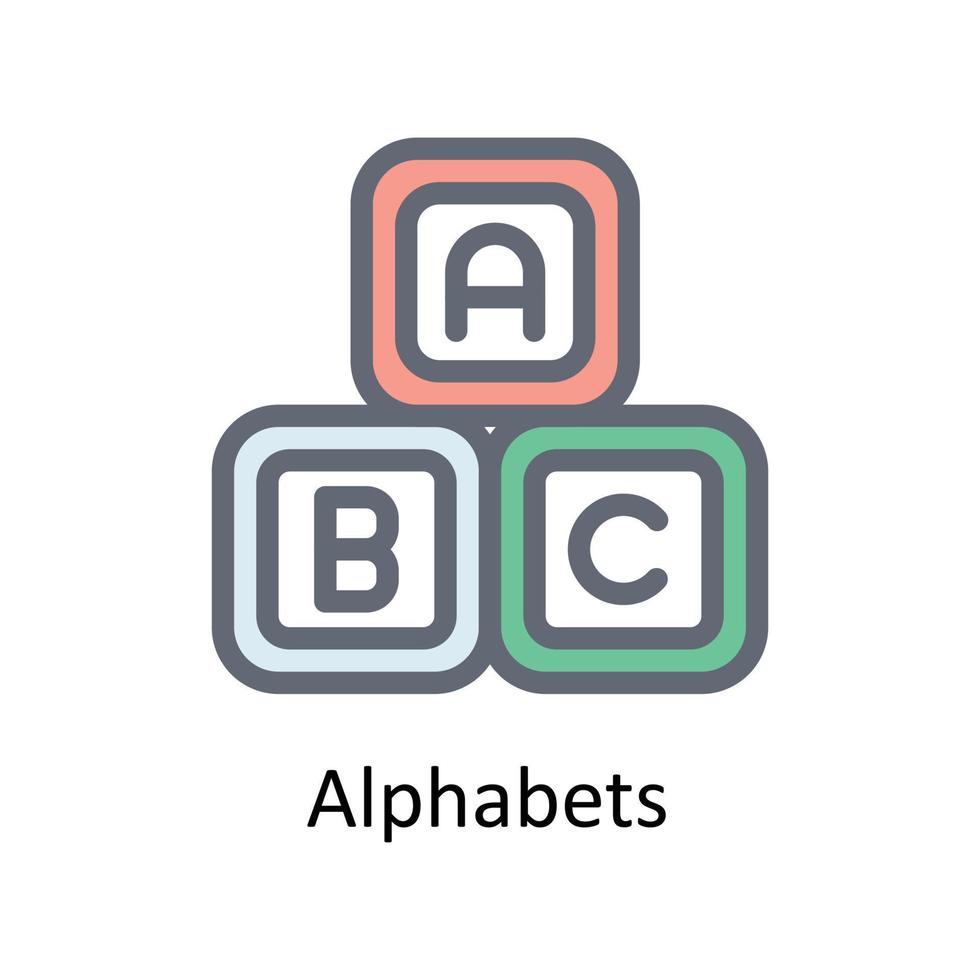 Alphabets Vector Fill outline Icons. Simple stock illustration stock