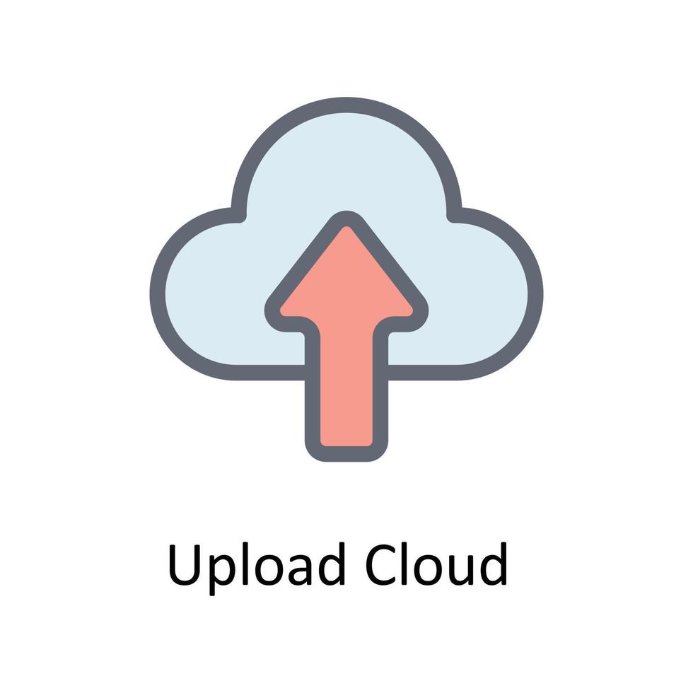 Upload Cloud  Vector Fill outline Icons. Simple stock illustration stock