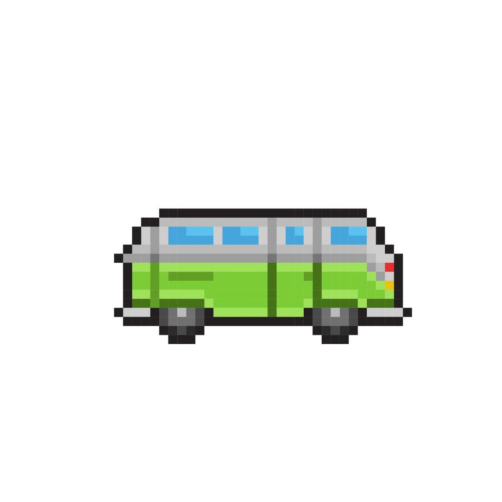 camper car in pixel art style vector