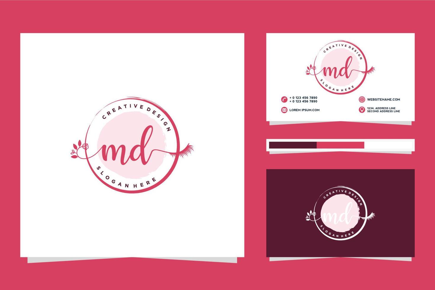 Initial MD Feminine logo collections and business card template Premium Vector