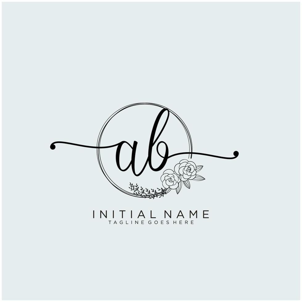 Initial AB feminine logo collections template. handwriting logo of initial signature, wedding, fashion, jewerly, boutique, floral and botanical with creative template for any company or business. vector