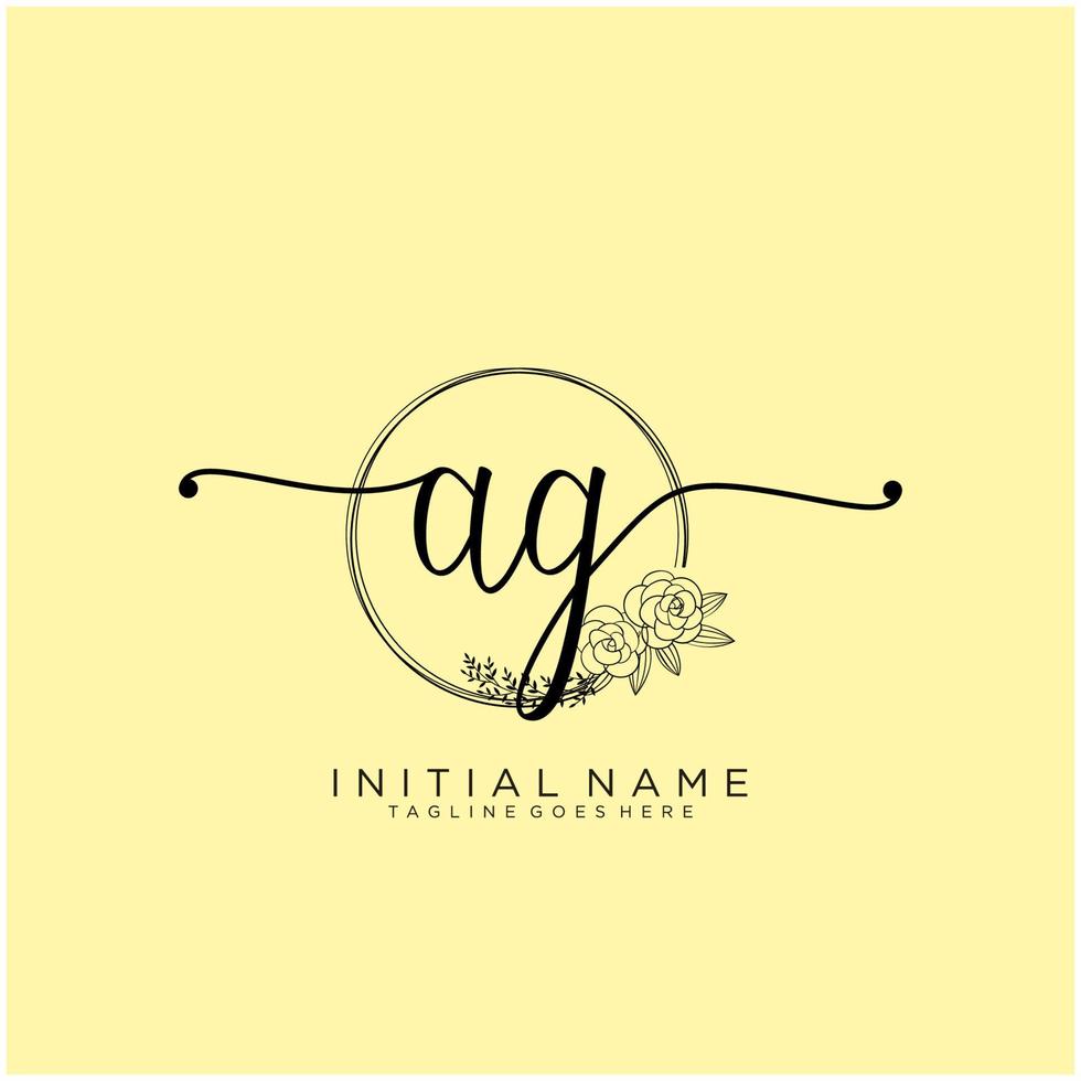 inicial ag femenino logo colecciones modelo. escritura logo de inicial firma, boda, moda, joyería, boutique, floral y botánico con creativo modelo para ninguna empresa o negocio. vector