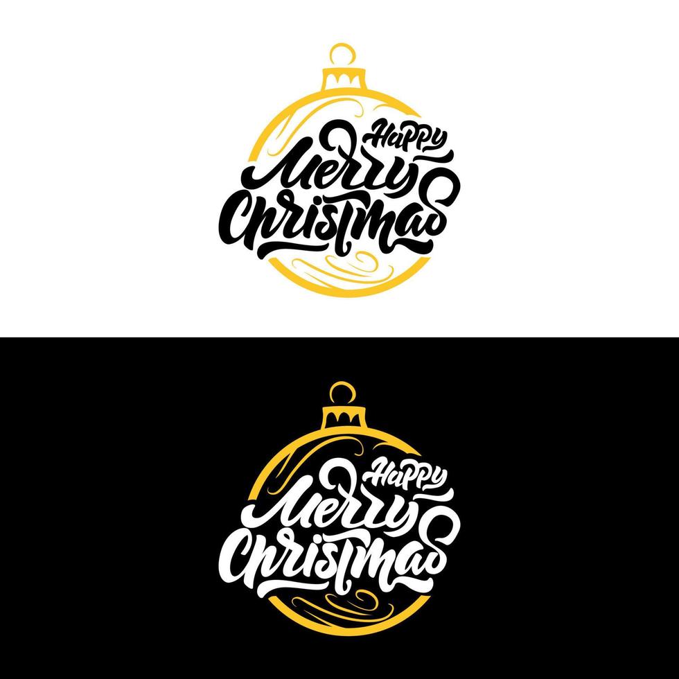 flat Christmas typography  handwritten vector calligraphy