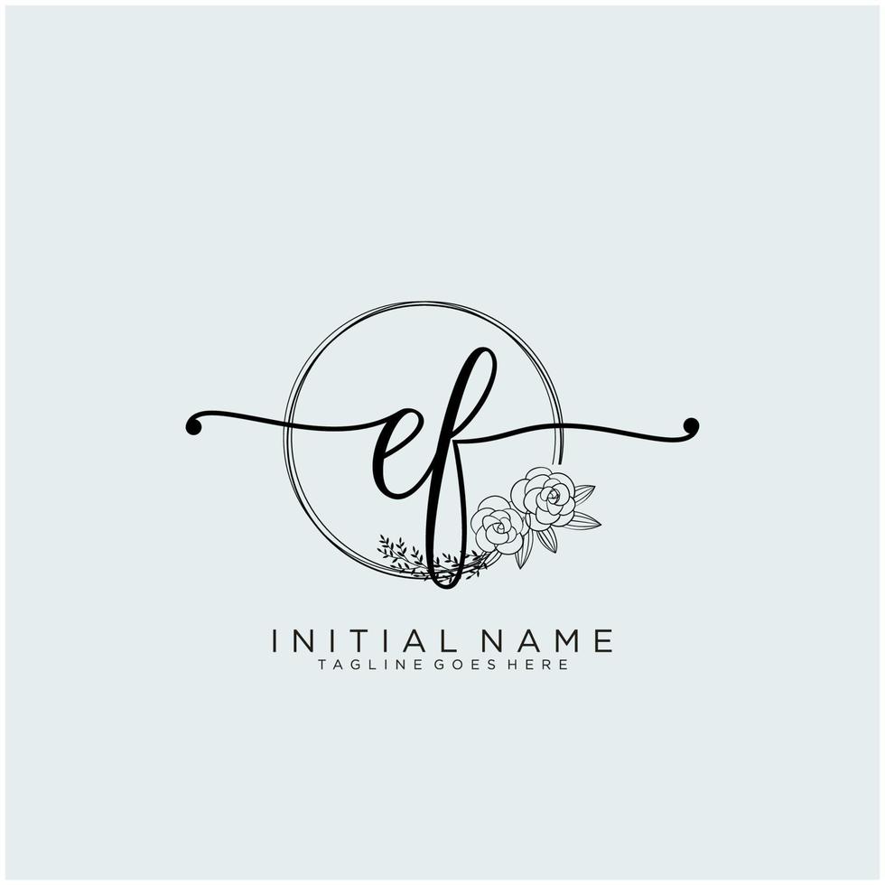 Initial EF feminine logo collections template. handwriting logo of initial signature, wedding, fashion, jewerly, boutique, floral and botanical with creative template for any company or business. vector