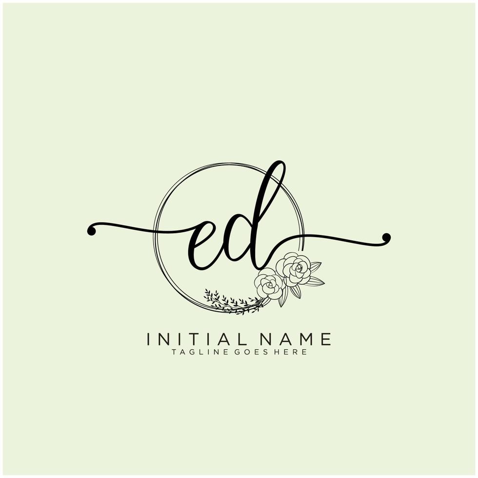 Initial ED feminine logo collections template. handwriting logo of initial signature, wedding, fashion, jewerly, boutique, floral and botanical with creative template for any company or business. vector