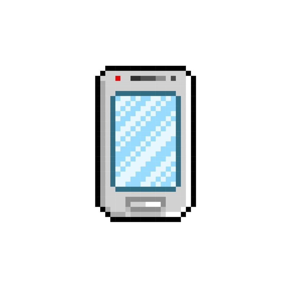 white smartphone in pixel art style vector