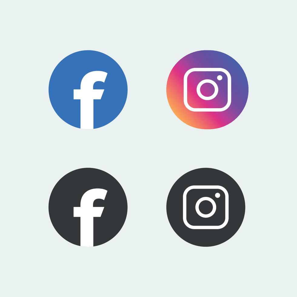 Social media icons, facebook and instagram logo icon vector